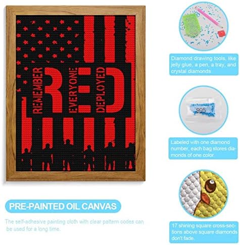 R. E. D не Забравяйте всички Разгъната Червена Петък Бормашина, Диамантена Картина направи си САМ Ръчно изработени с Рамка за Окачване