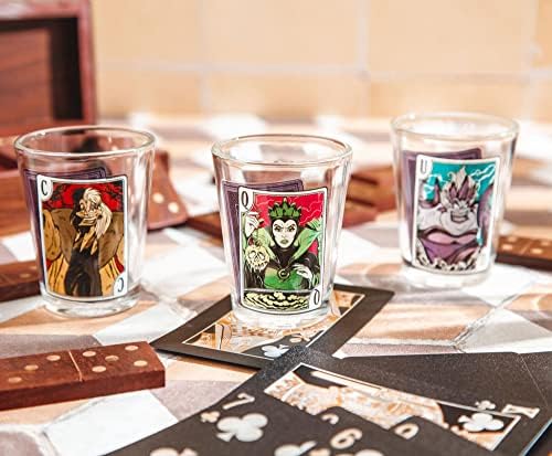 Портрети злодеи на Дисни, Мини-стъклени чаши за уиски, 1 тройунция, комплект от 4 питиета | Home Посуда, Прибори за напитки