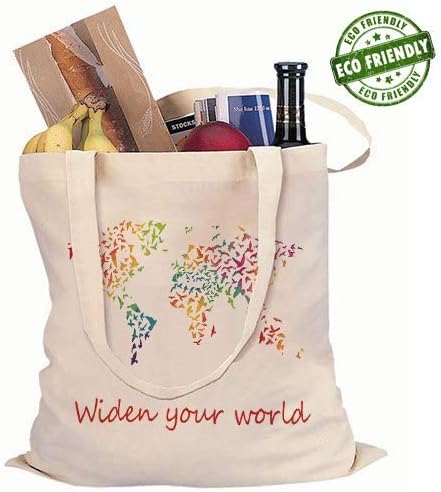 Чанта-тоут от памук, с вътрешен джоб, чудесен подарък, може да се пере в машина, принт и елегантен външен вид Разширяват своя свят