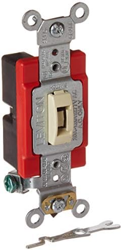 Leviton 1221-2IL 20-Амперный, 120/277-Волтов, Полюс Безшумен ключа за променлив ток с натискане на лоста, Клас на защита