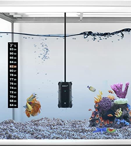 BOEESPAT Малък Аквариумный нагревател 25 W/50 W/75 W/100 W Нагревател за аквариум Риба Fish обем 1/5/10/20 Литра с led с Регулатор на температурата и интелектуален термостат (не включв
