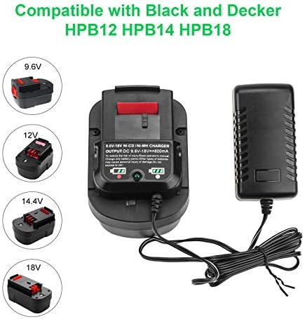 2 Опаковката 3,6 Ah Ni-Mh HPB18 18-Волтов акумулатор и зарядно устройство, съвместим с акумулаторна Black and Decker 18V HPB18-OPE