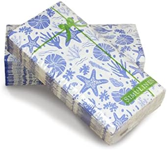 Еднократни кърпи за баня SimuLinen за гости - Дизайн в морски стил - хартиени кърпи за Еднократна употреба на допир спално бельо, текстура
