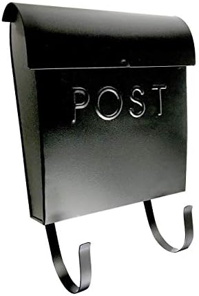 Пощенска кутия NACH Euro за стенен монтаж с държач за вестници, Пощенски кутии в селски стил за улицата, Метална пощенска кутия с прахово покритие, 12 x 11,2 x 4.5 инча, Черен, M
