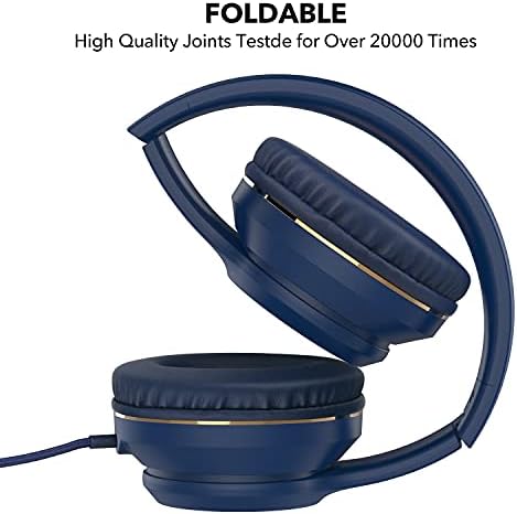 Ушите RORSOU R8 с микрофон, Леки и Сгъваеми Стерео Бас слушалки с кабел с дължина 1,5 м, не запутывающимся, Преносими Слушалки с Кабел за