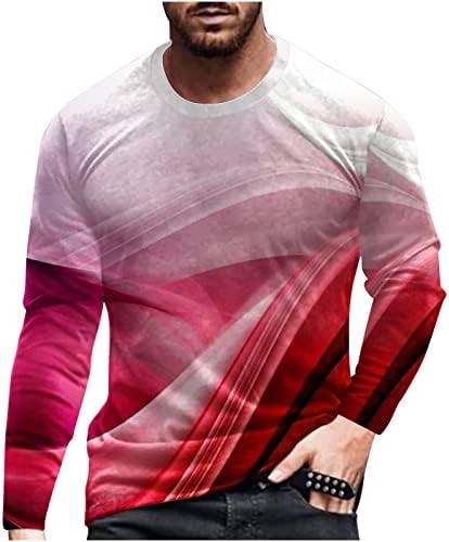 Мъжки тениски за фитнес зала с Невероятен 3D Принтом под формата на лека линия, Кръг Силует, Пуловер с дълъг Ръкав, Блуза, Леки Универсални