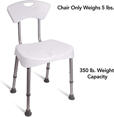 Стол за душата Carex и седалка за вана - Стол за баня С облегалка За възрастни хора, инвалиди и простонародья, 350 паунда, Лесен за сглобяване
