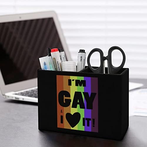 Gay Pride Love It Поставки за моливи от изкуствена кожа, многофункционален настолен контейнер за моливи, органайзер за съхранение