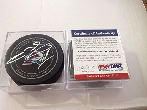 Сергей Милен Подписал Официалната игра хокей шайба PSA DNA COA Avalanche Avs a - за Миене на НХЛ с автограф