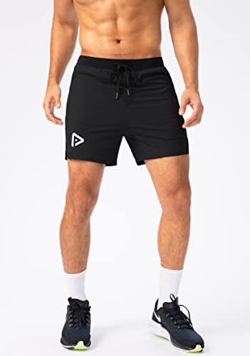 Мъжки Спортни шорти за бягане Pinkbomb, 5-Инчов Леки, бързо съхнещи Спортни Шорти за Футбол, за да проверите за Мъжете с 3 джобове (Черен, XL)