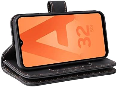 Защитен калъф-портфейл с кобур, който е Съвместим с Samsung Galaxy A32 5G, Елегантен Флип калъф за телефон от изкуствена кожа Защитен калъф-поставка с магнитна закопчалка, дъ
