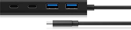 USB-хъб на Icy Box с конектор USB-C и подаване на захранване, USB 3.0, Вграден кабел, Алуминий, PD 60 W, Черен