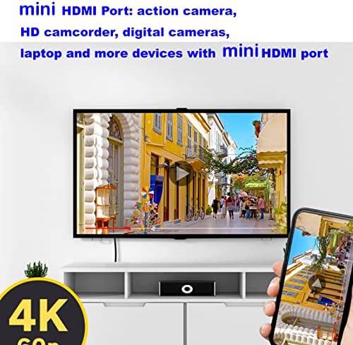 Mini HDMI to VGA 10 ФУТА с аудио Конвертор Mini HDMI, VGA, HDMI Кабел и VGA аудио, Активен HDMI конектор-VGA Out Кабел за свързване на видео карта за компютър, лаптоп, Проектор