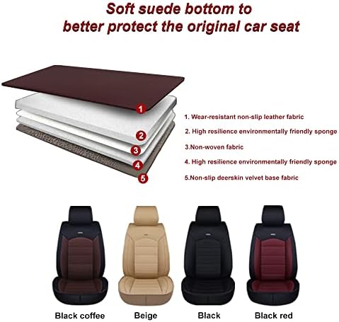 Калъфи за автомобилни предните седалки от Изкуствена кожа за Ford Mustang ⅵ 2015-2019 Нескользящие и водоустойчив Черен червен