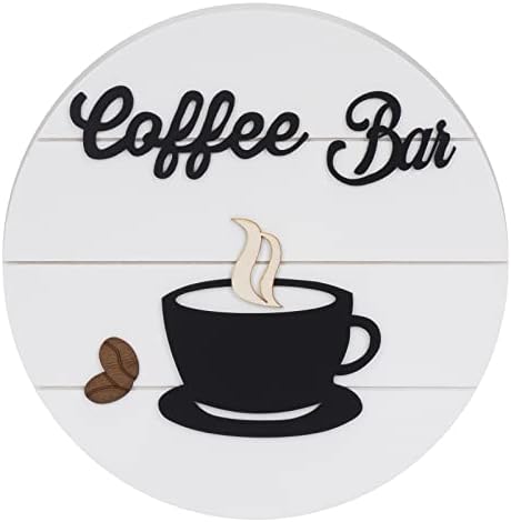 Дървена Кръгла Табела кафе бар-Модерен Интериор на кафе на бара в Фермерска къща, 3D Табела с деколте за кафе, Висящ Стенен