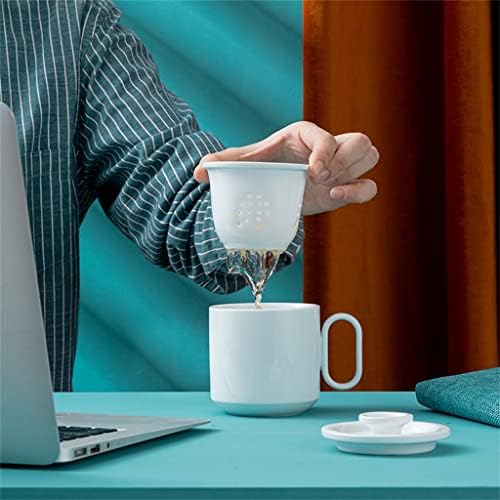 Обичайната Кафеена чаша с капак, Офис чаша за вода, Дамски Подарък Чаша, Керамика Чаша за Закуска с Голям Капацитет, Двойка Чаши (Цвят: A, Размер: 11.5 * 10 * 8.5 см)